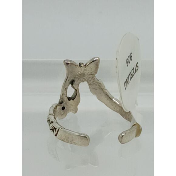 Vintage Sterling Silver Butterfly Floral Toe Ring Handcrafted Unique Boho Style - Picture 5 of 10